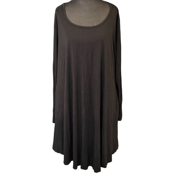 Black Long-Sleeve A-Line Tunic Dress By JollieLovin Plus Size 3X  Flowy Fit - Picture 1 of 10